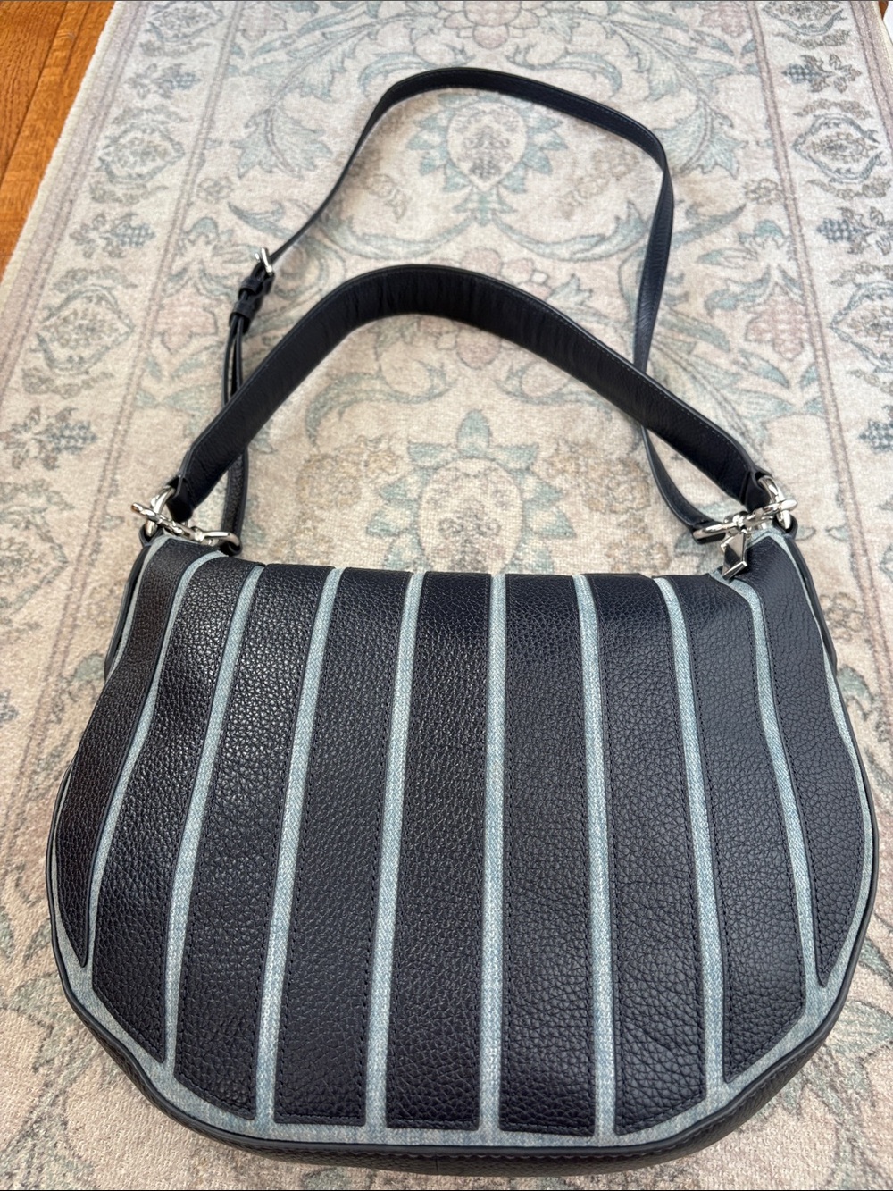 Authentic MK Navy and light blue denim hobo